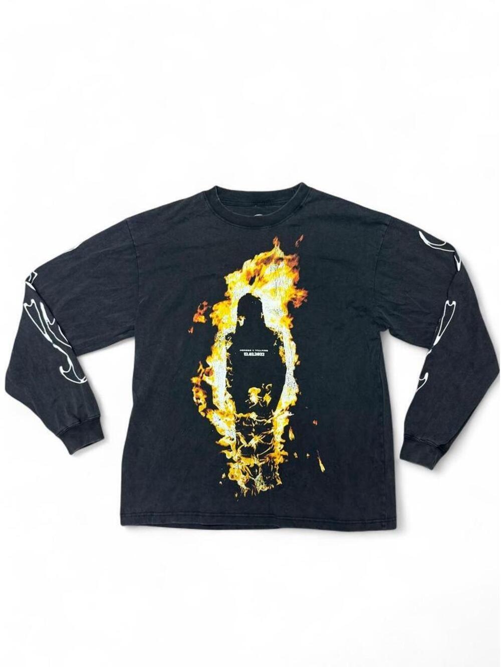Metro Boomin “Heros and Villains” flame long sleeve merch shirt 2022